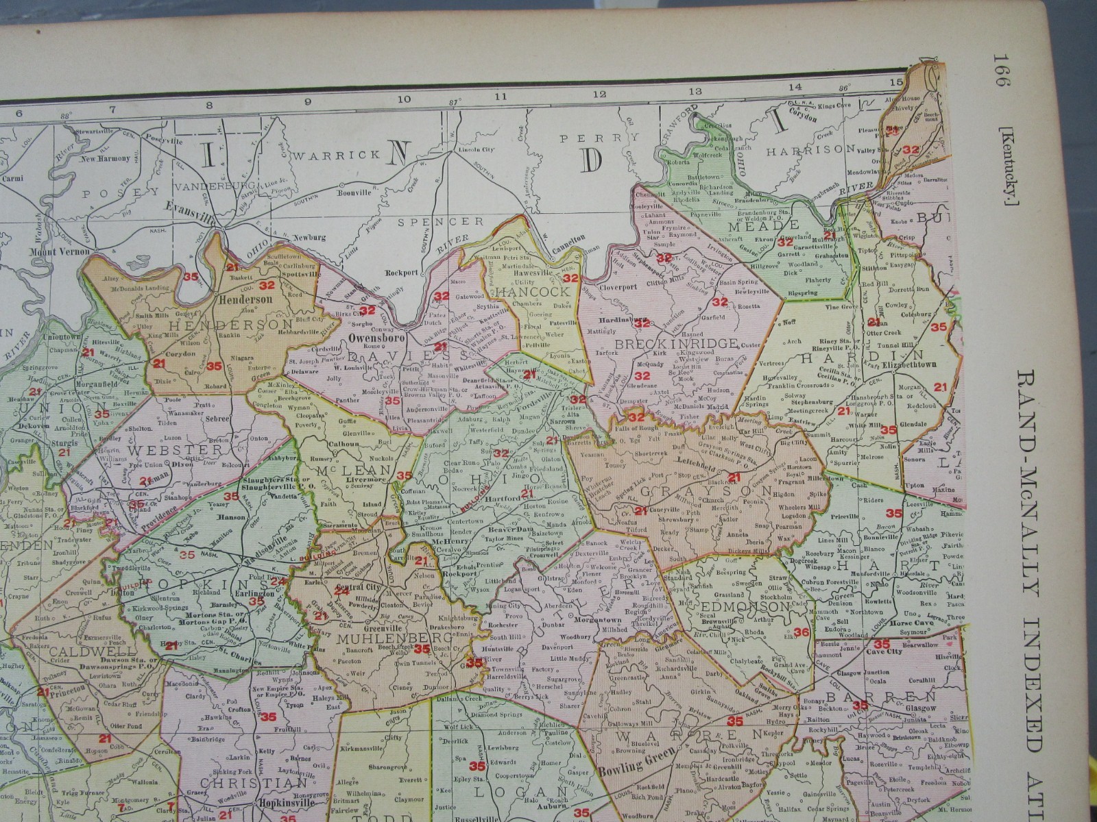 KY 1903, 1910 DATED KENTUCKY RAILROAD Map. McNally Business. INTERURBAN ELCTRIC