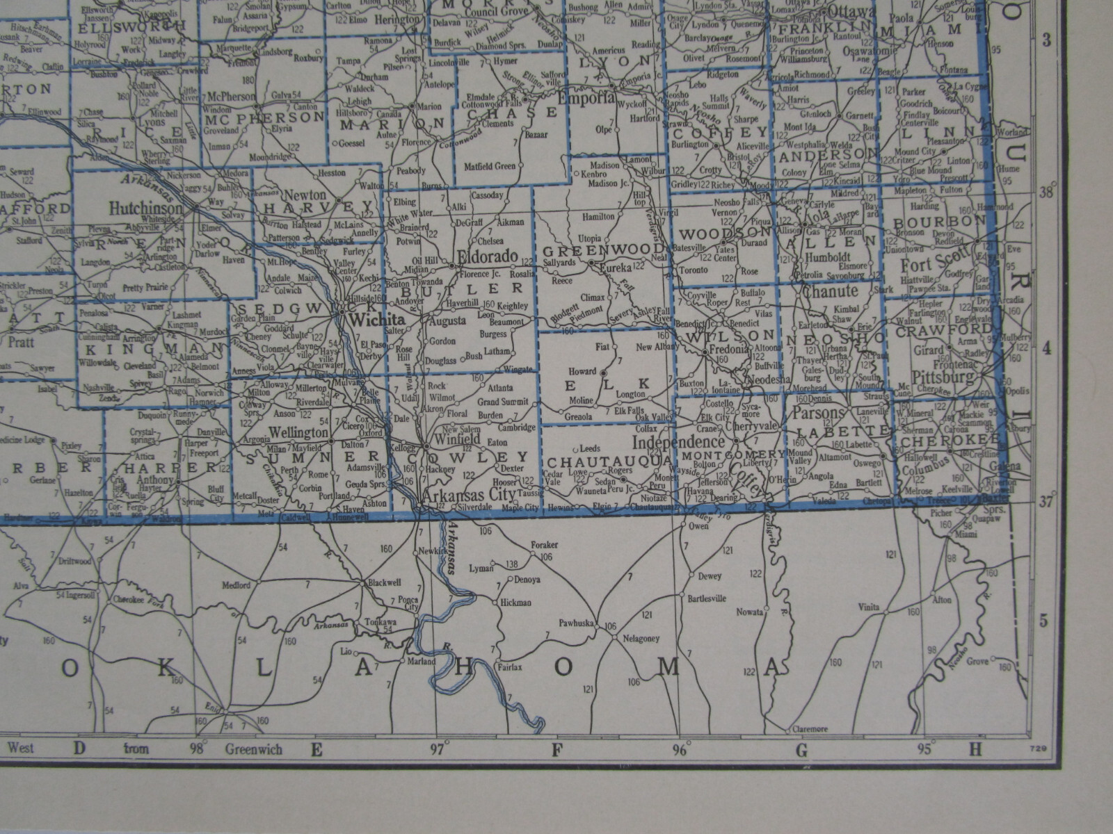 KS KY 1933 KANSAS RAILROAD Map LEAVENWORTH & TOPEKA RR ~or~ KENTUCKY Map. CADIZ
