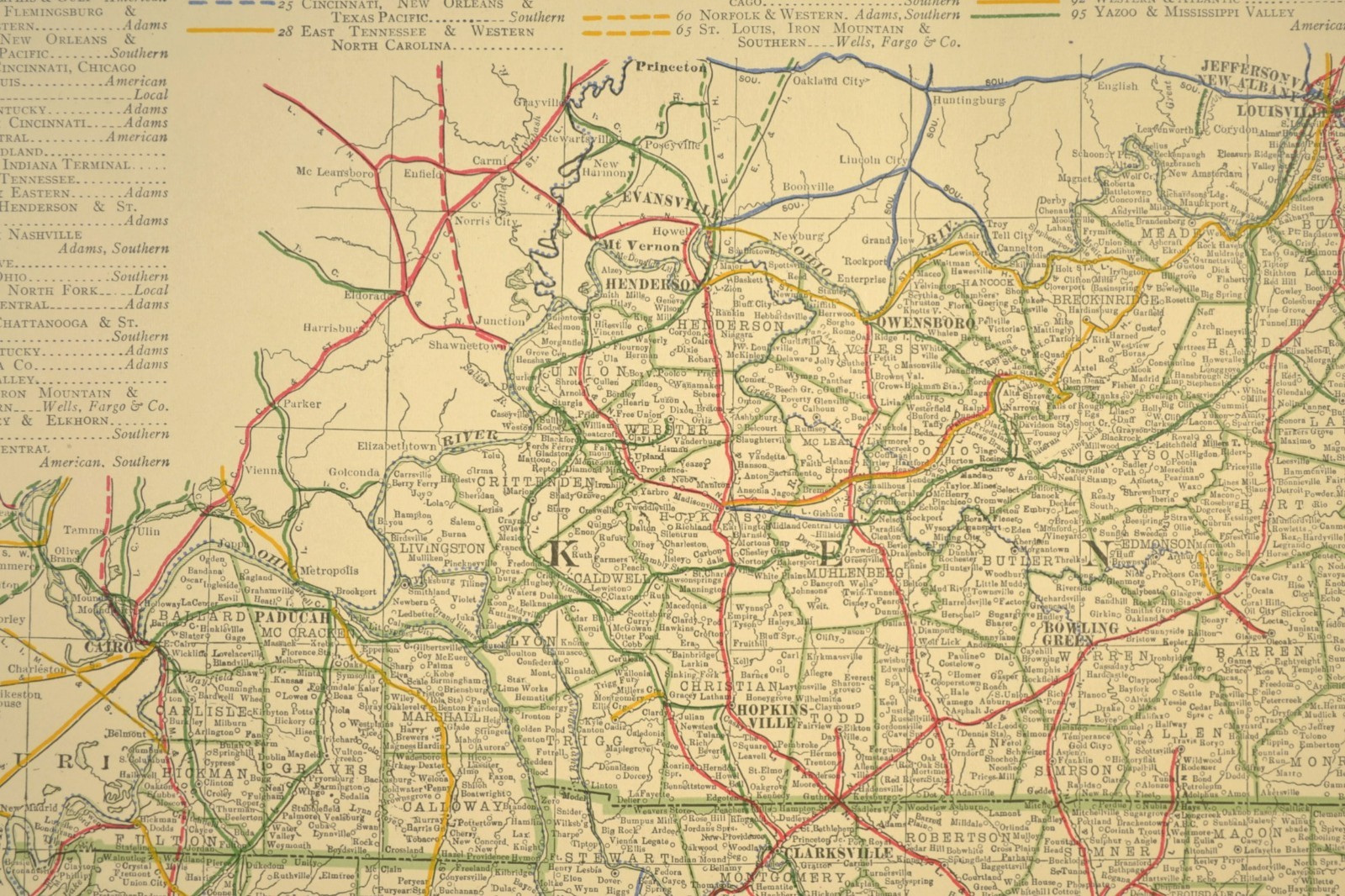 1914 Antique Map of KENTUCKY Railroads Map TENNESSEE ORIGINAL Atlas Map DATED