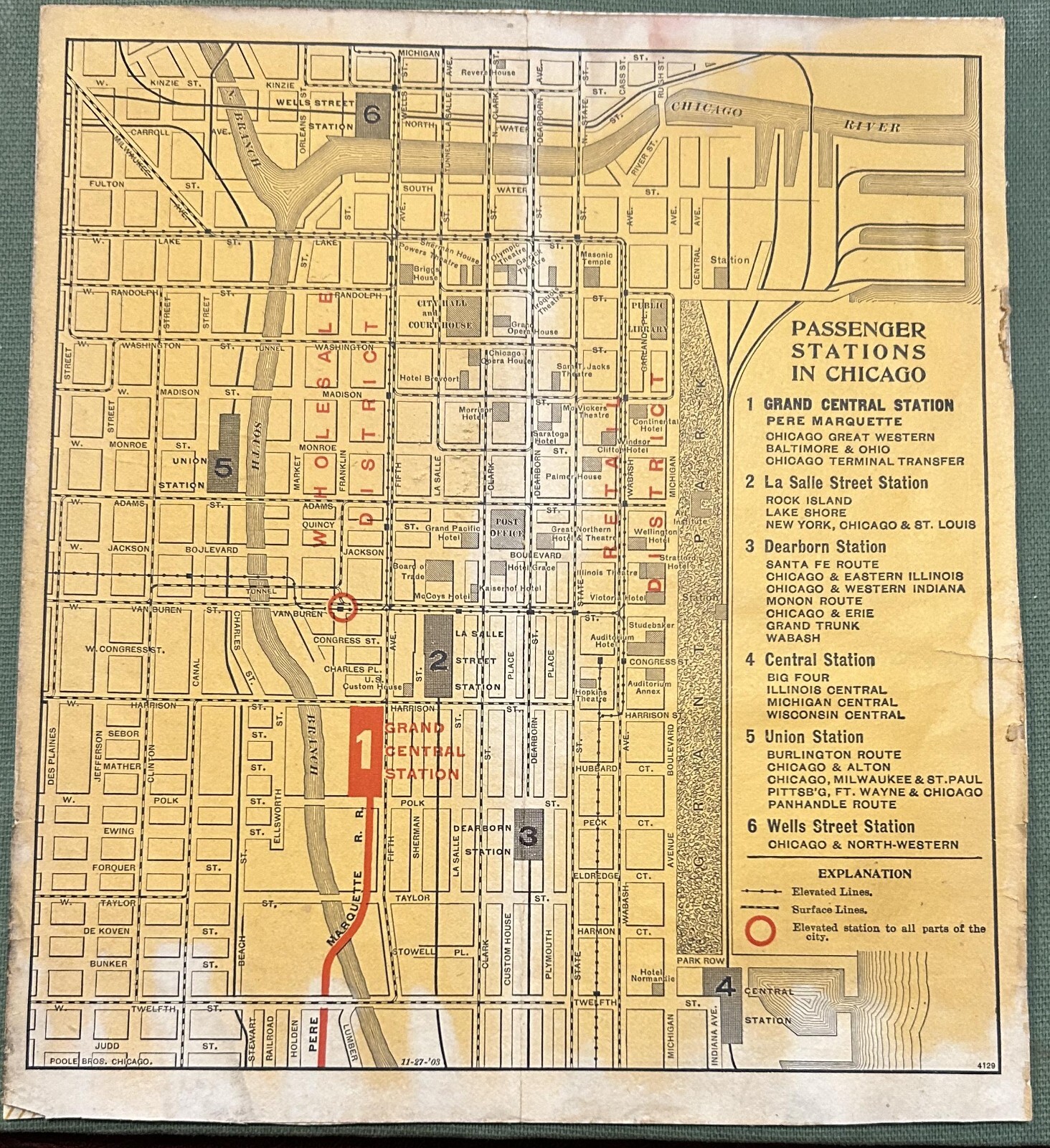 1903 Chicago Illinois Railroad Stations and Surface/Elevated Lines map