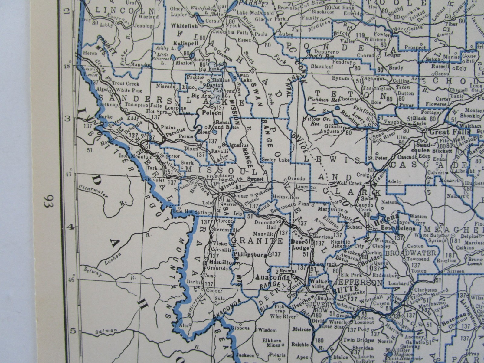 MT Great Depression era 1931 MONTANA RAILROAD Map. MORRISSEY FERNIE & MICHEL RR