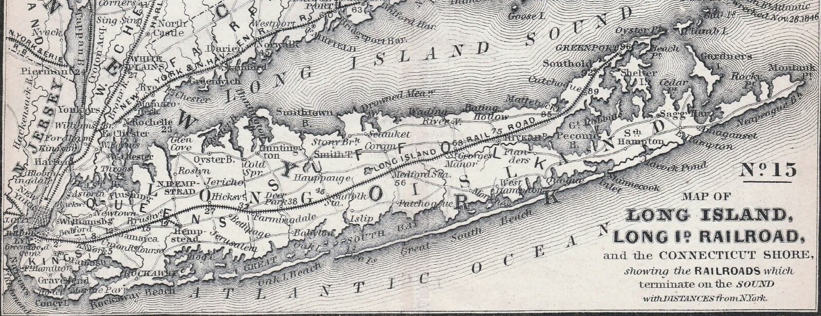RARE Engraved Map Long Island Railroad New