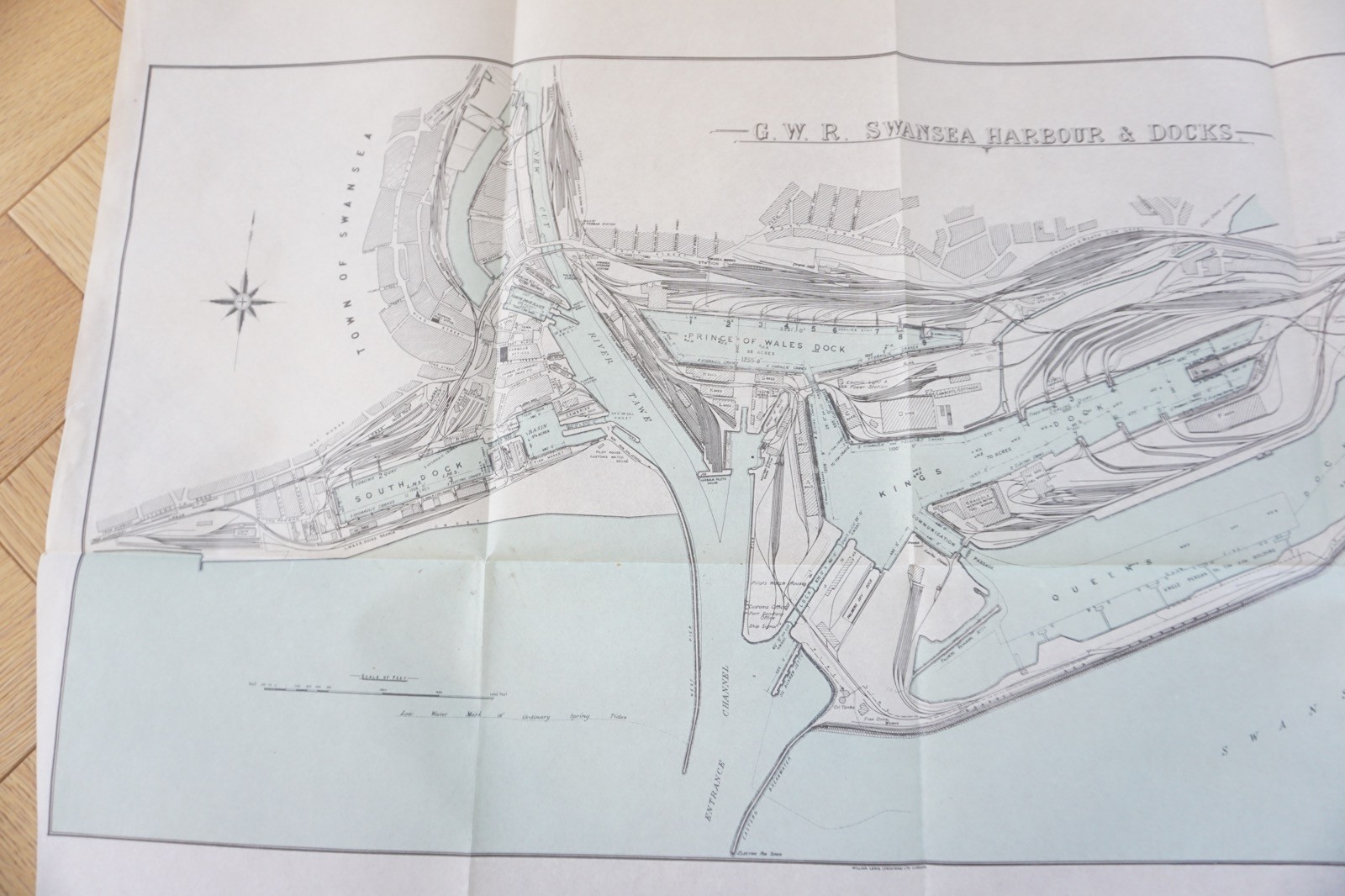 1932 GWR Swansea Harbour & Docks Railway Map