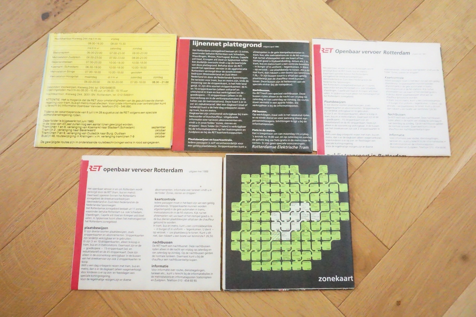 1983 1985 1988 1990 RET Netherlands Holland Railway Bus Tram Route Map x4