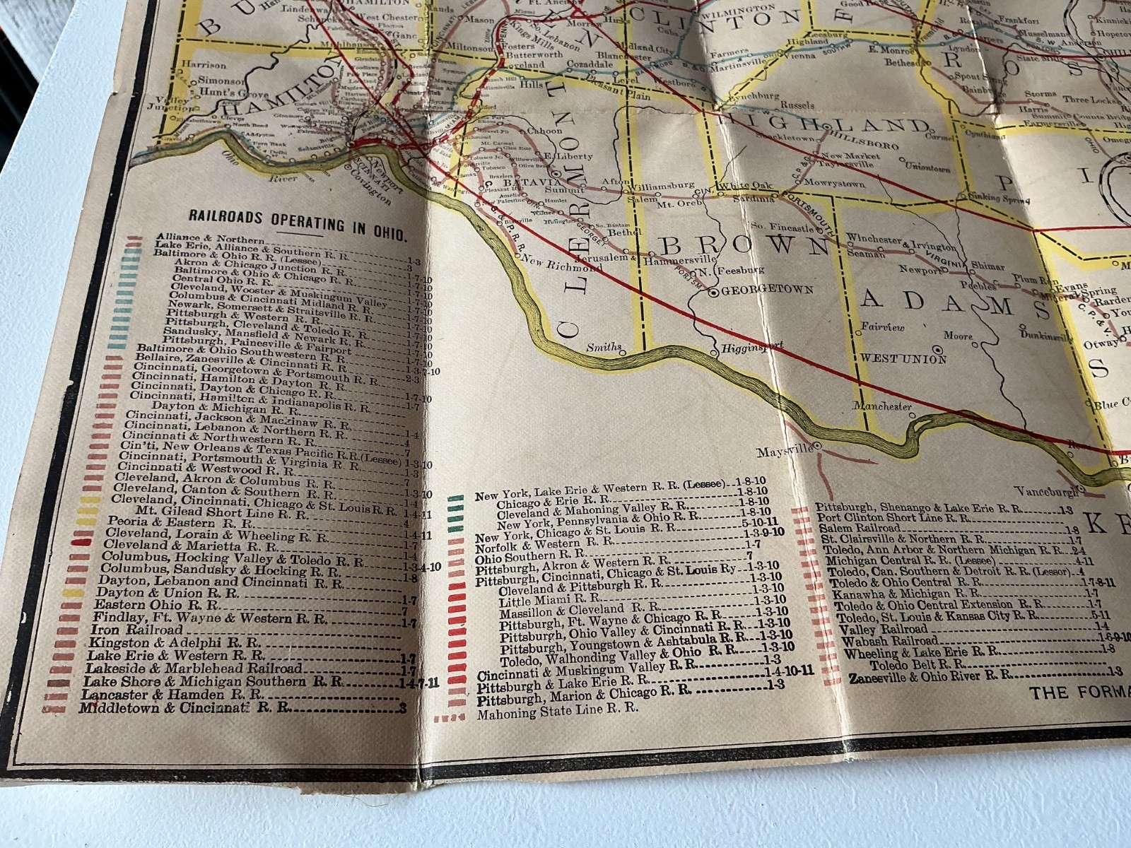 1895 Ohio Railroad Train Railway Original Folding Map Wm Kirby State 19th Centur