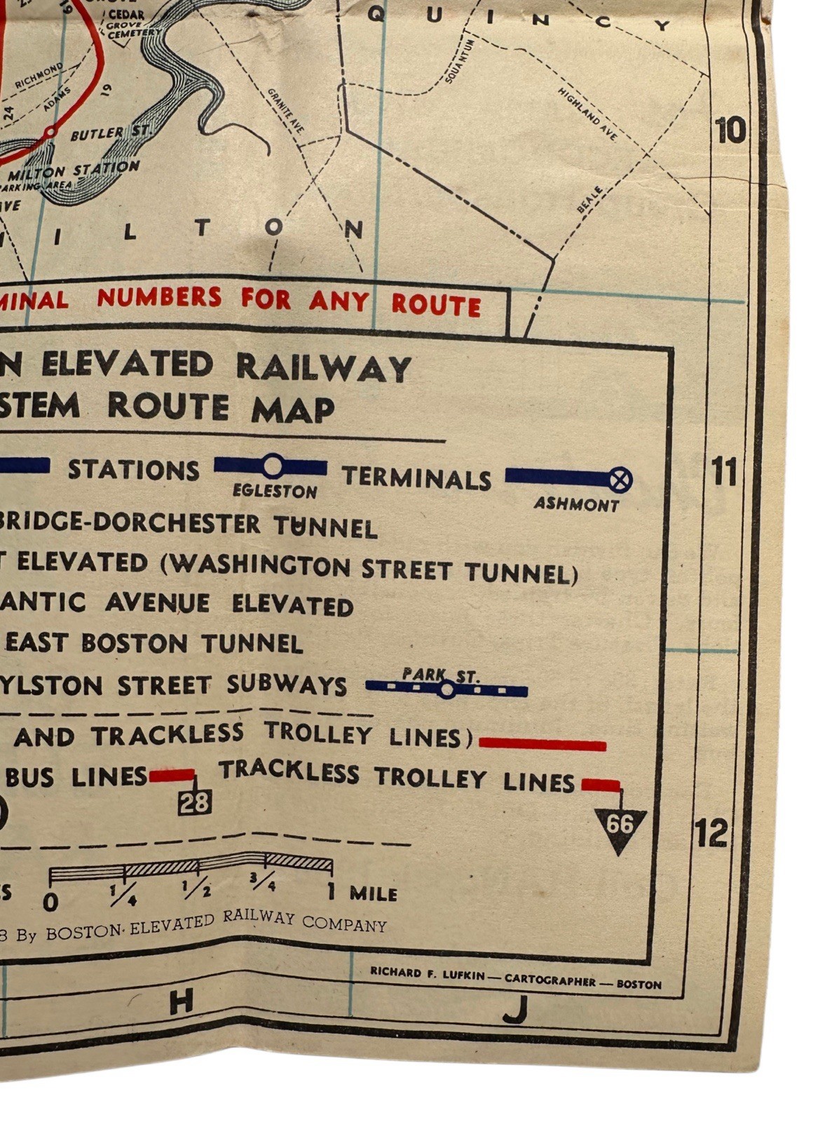 1938 Boston Elevated Railway System Route Map No. 3 Complete Folding Transit Map