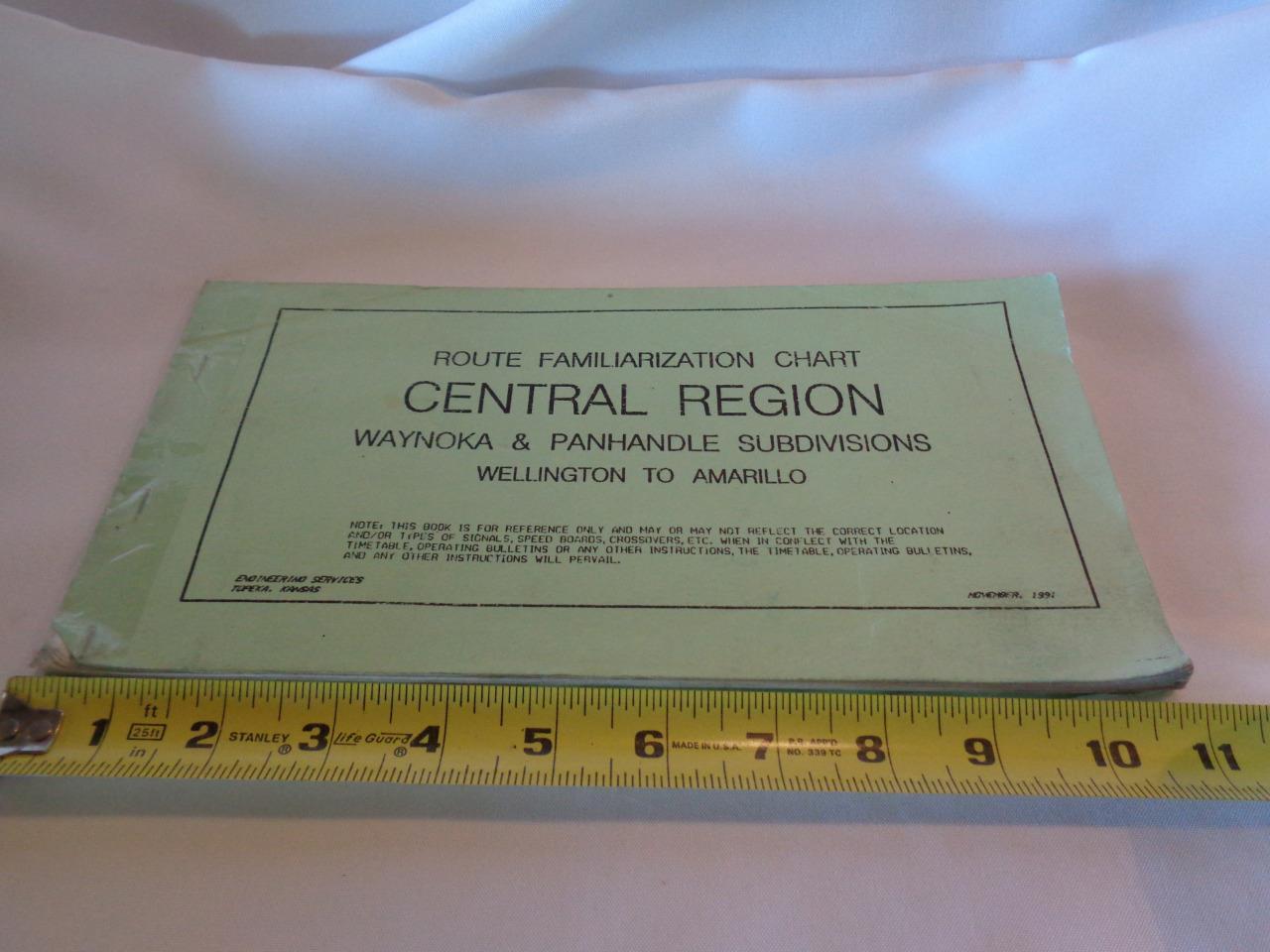 VINTAGE 1991 AT&SF SANTA FE RR ROUTE FAMILIARIZATION CHART CENTRAL REGION