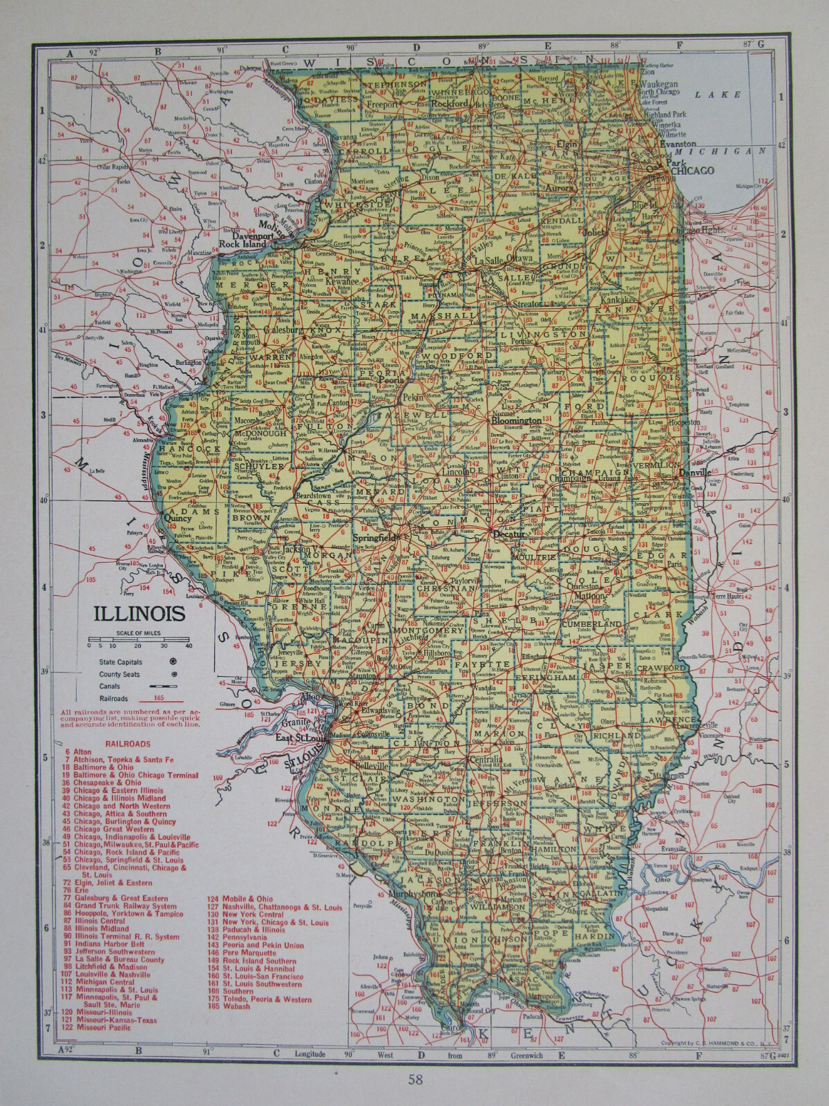 1942 ID RAILROAD Map NEZ PERCE & IDAHO RR ~or~ IL Map PADUCAH & ILLINOIS RR