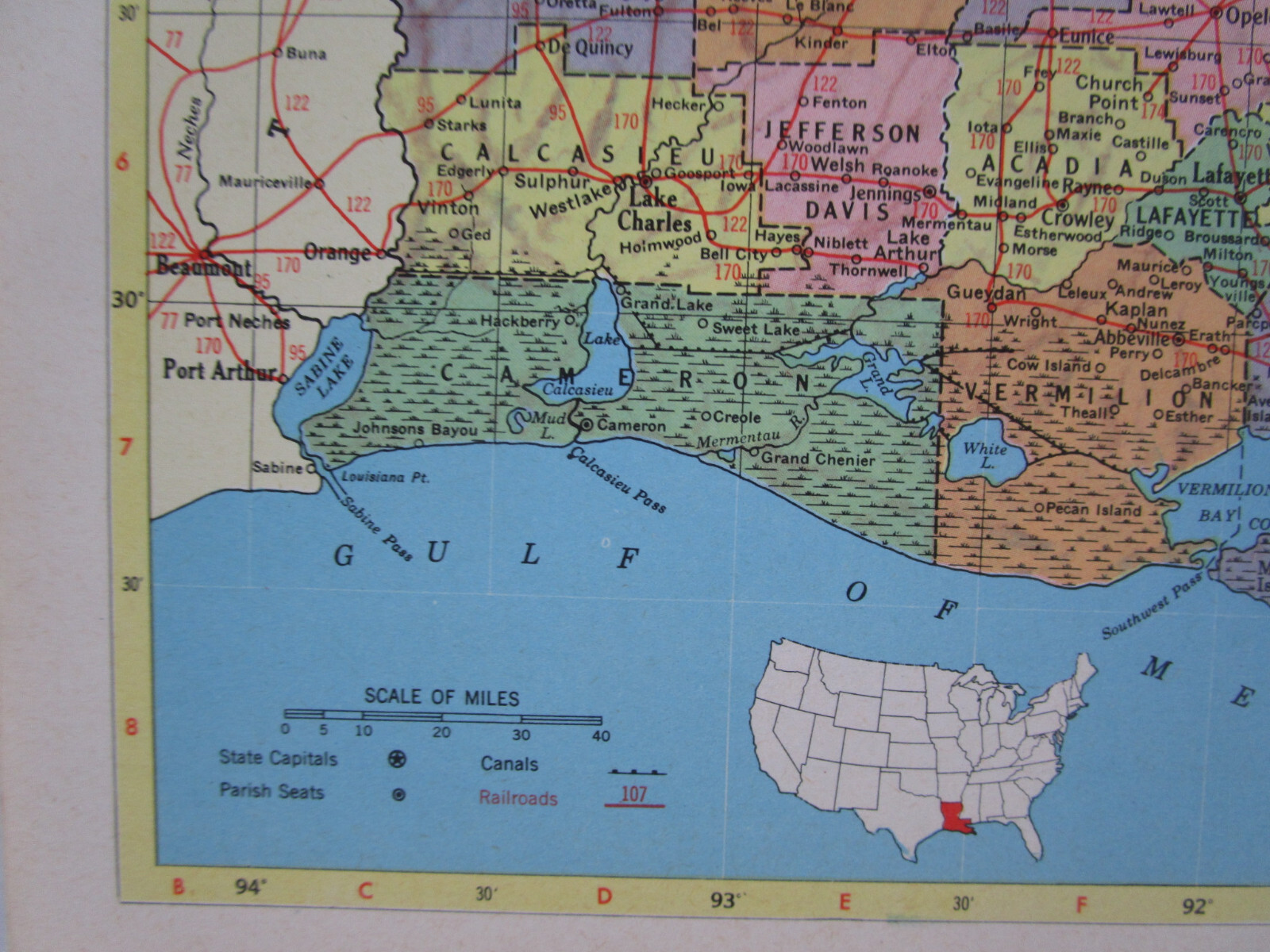 LA ME 1956 LOUISIANA RAILROAD Map. NATCHEZ URANIA & RUSTON RR ~or~ MAINE