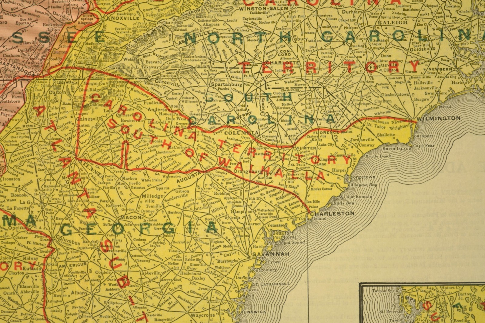 Southeast United States Map Railroad Freight Association Territories circa 1919