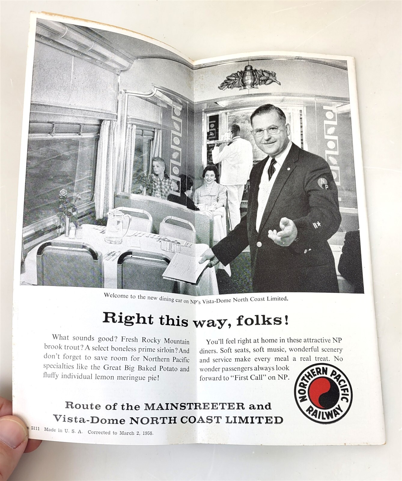 1958 Northern Pacific Railroad Passenger Train Schedule Book North Coast ~ T109C