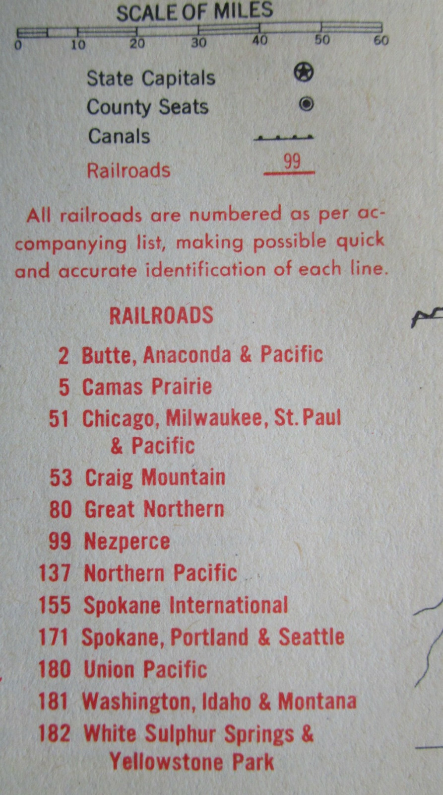 IL ID 1956 ILLINOIS RAILROAD Map LITCHFIELD & MADISON RR ~or~ IDAHO. NEZPERCE RR