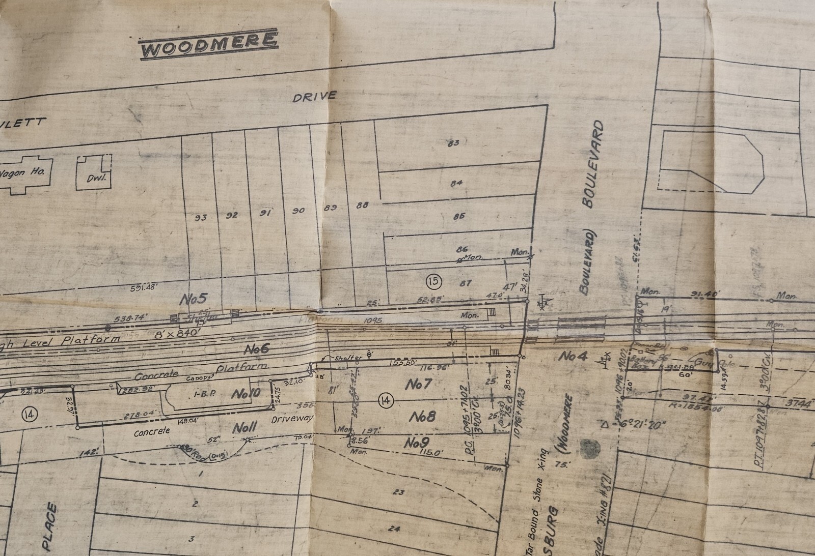 1920-67 Long Island Rail Road map Woodmere Right-of-Way 5 TOWNS LIRR Blue 24×56