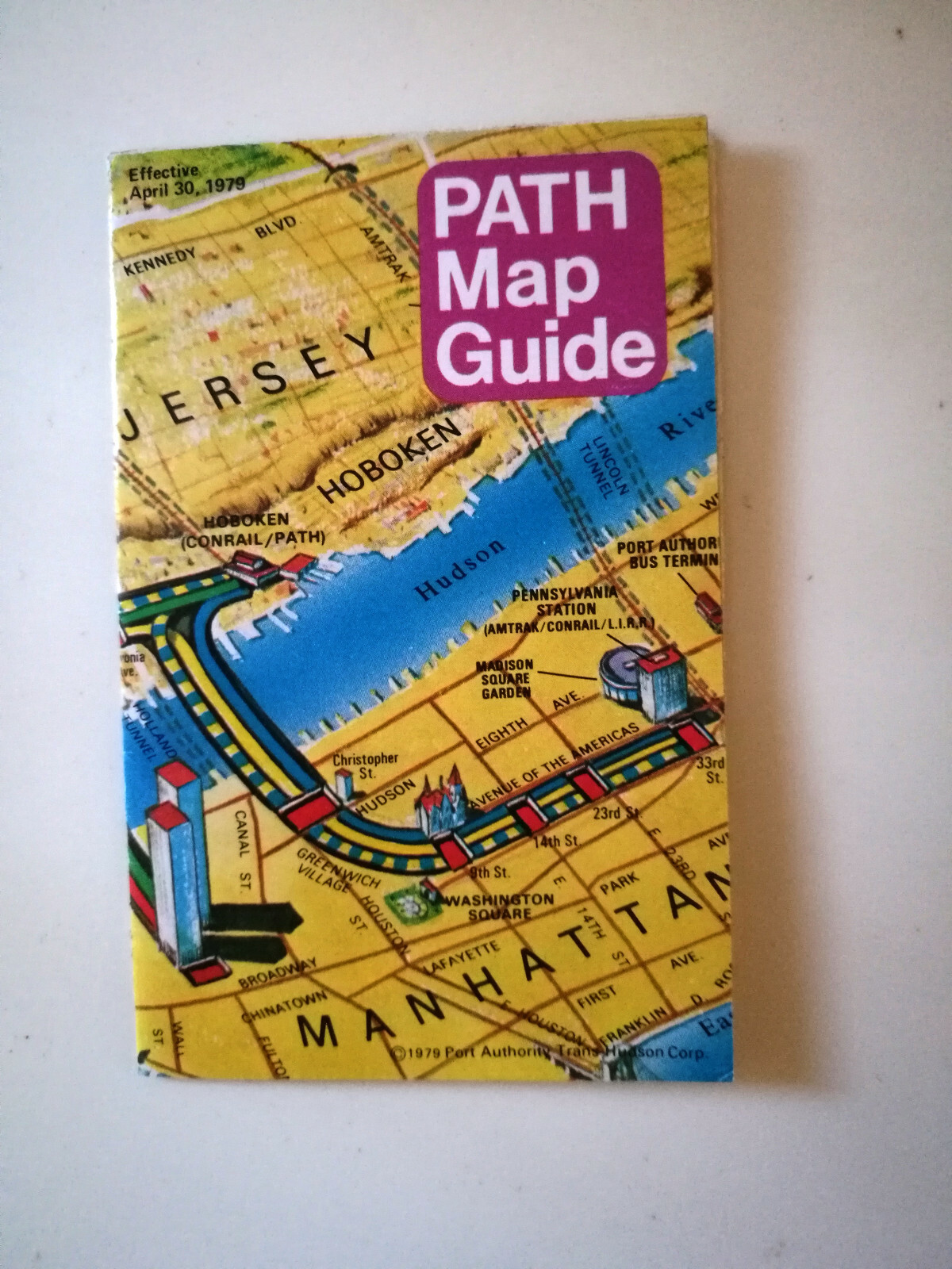 Vintage USA Railway Map of 1979 – New York rail connection with New Jersey
