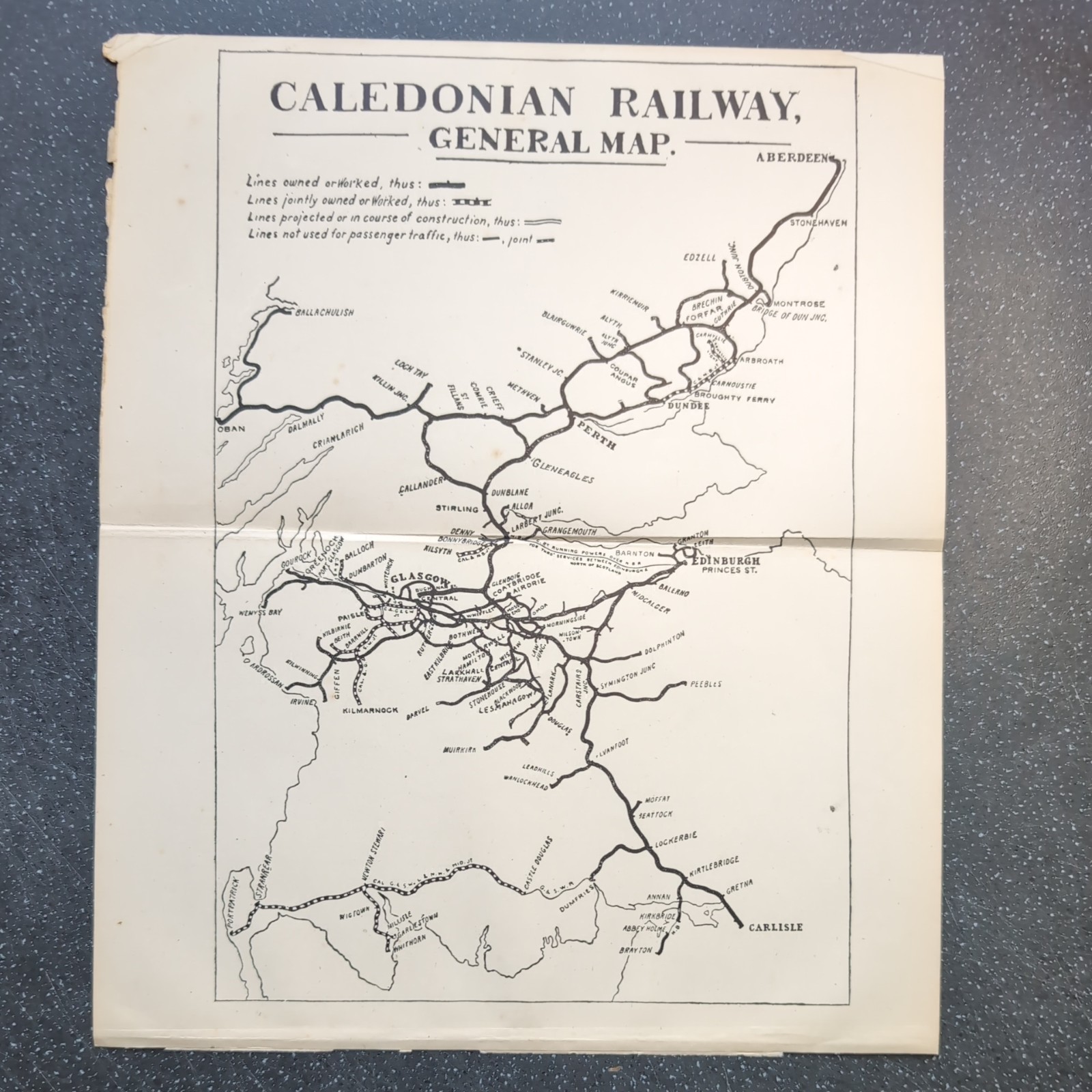 Original 1913 Of Caledonian Railway General Map