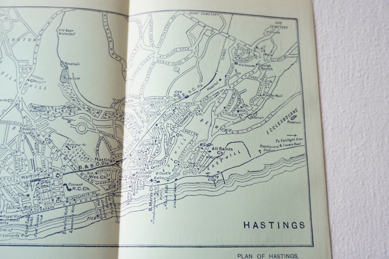 1912 London Brighton South Coast LBSCR Railway Map of Hastings VGC