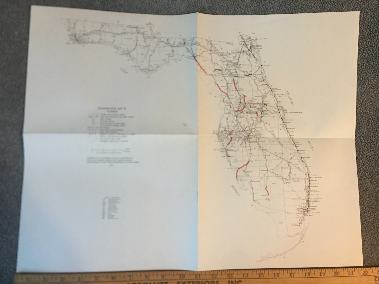 Vintage 1975 Florida Transportation Map●Federal Railroad Administration●11″x17″
