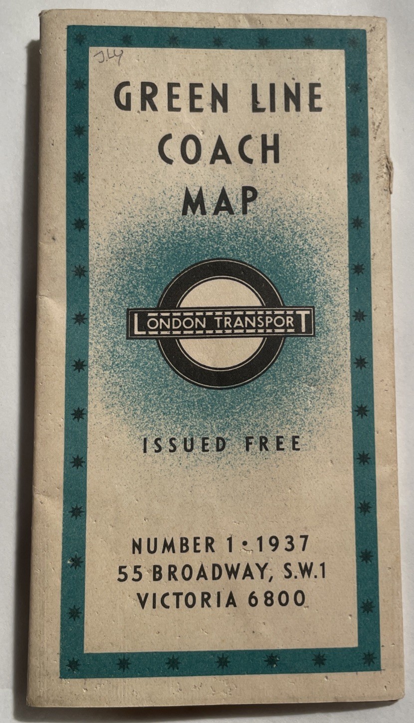 Original 1937 Green Line Coach Map London Transport Number 1