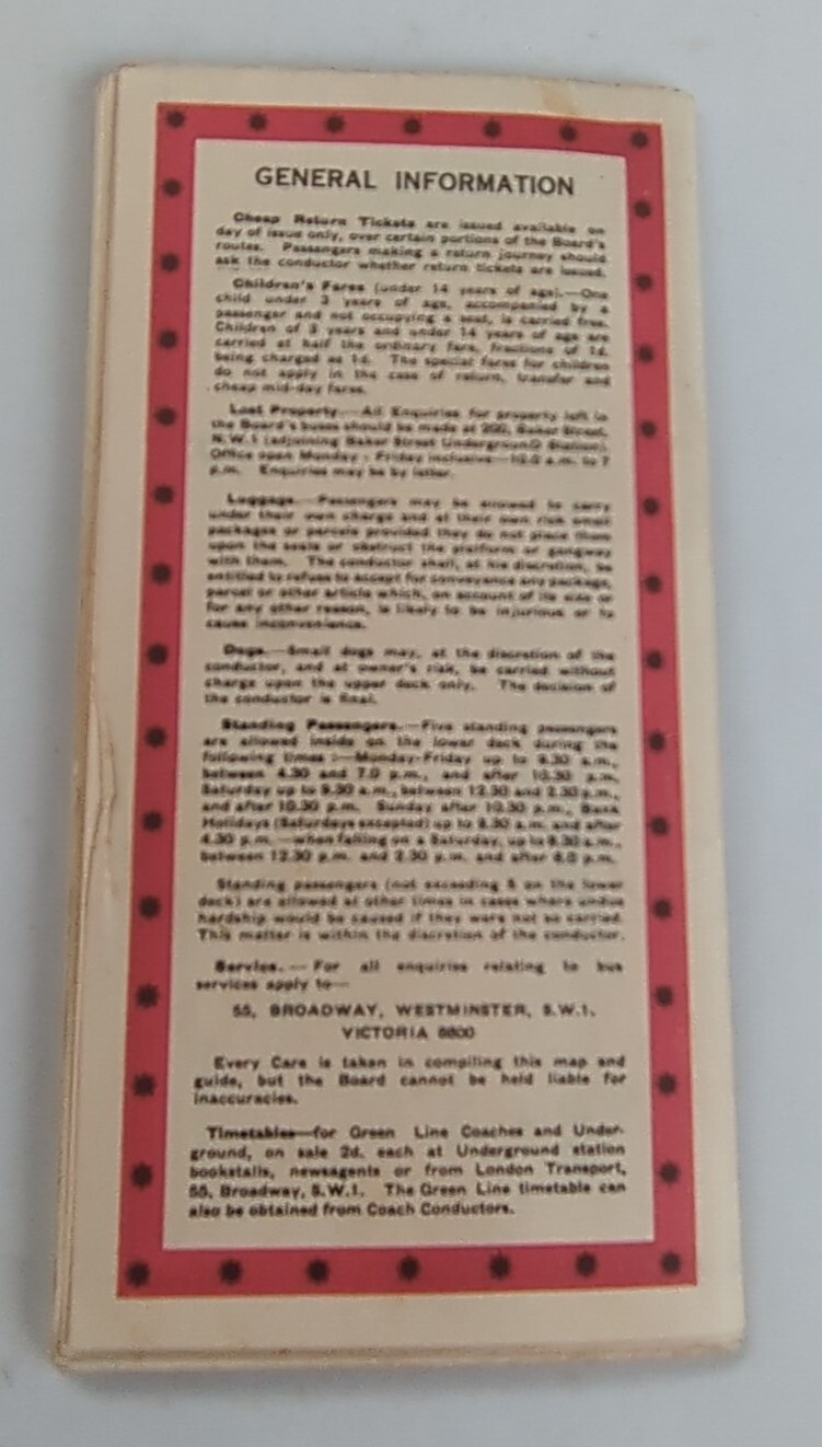 1938 London BUS MAP CENTRAL AREA NUMBER 1 – London Transport – Ships From US