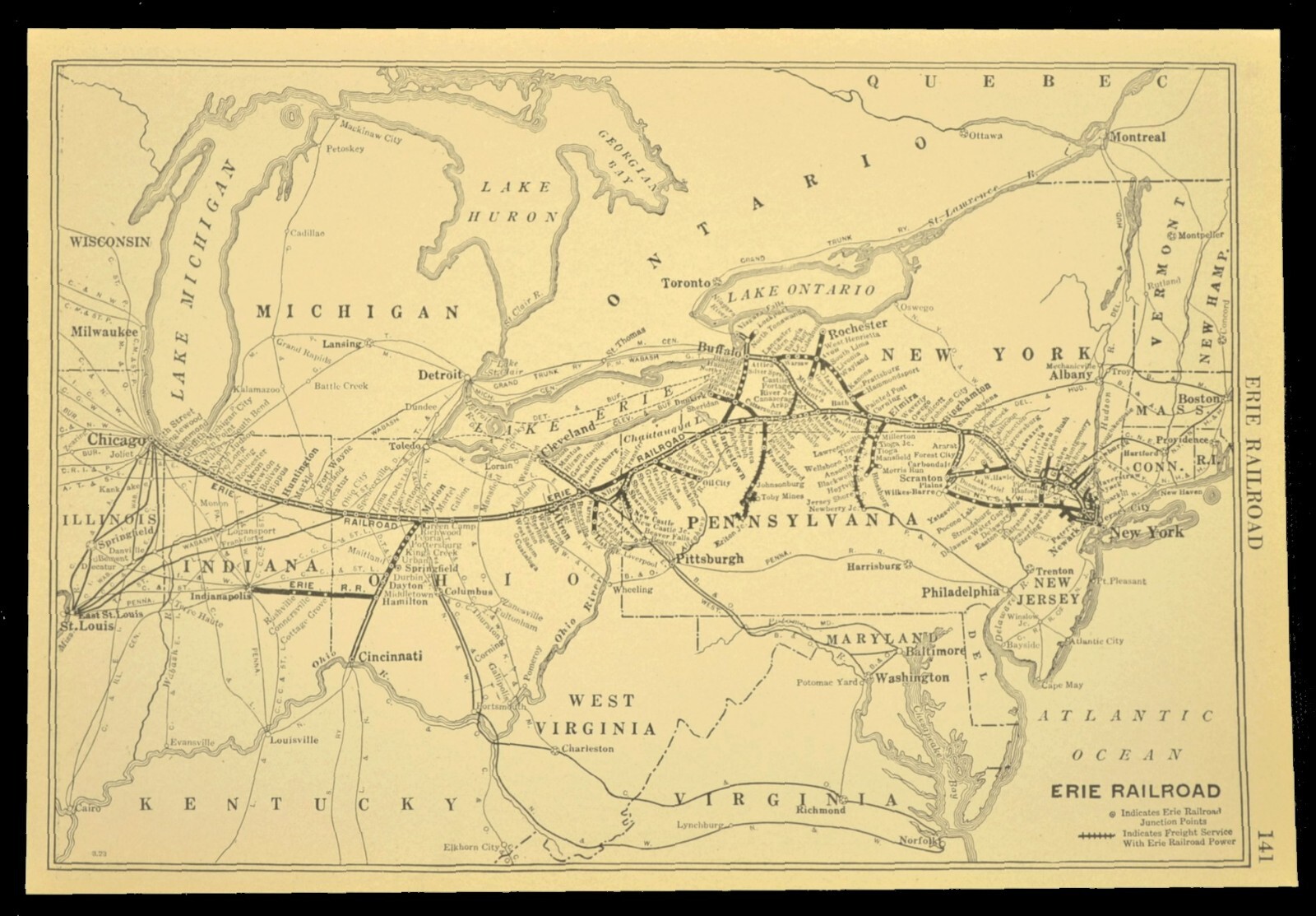 Vintage ERIE RAILROAD Map Erie RR Huntington Binghamton Original Antique ca 1925
