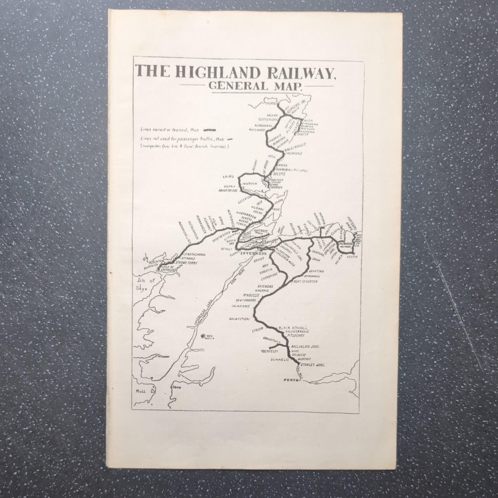 Original 1919 Map Of The Highland Railway General Map