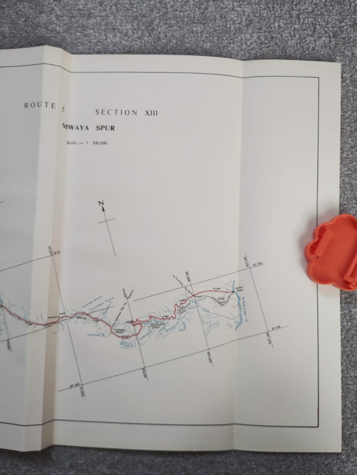 1952 Original East African Railways Map of Route: Mwaya Spur (Tanzania)