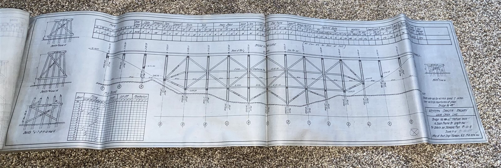 1910 Northern Pacific 48 Bridge spec sheets Western Dakota Ry Louse Creek Line