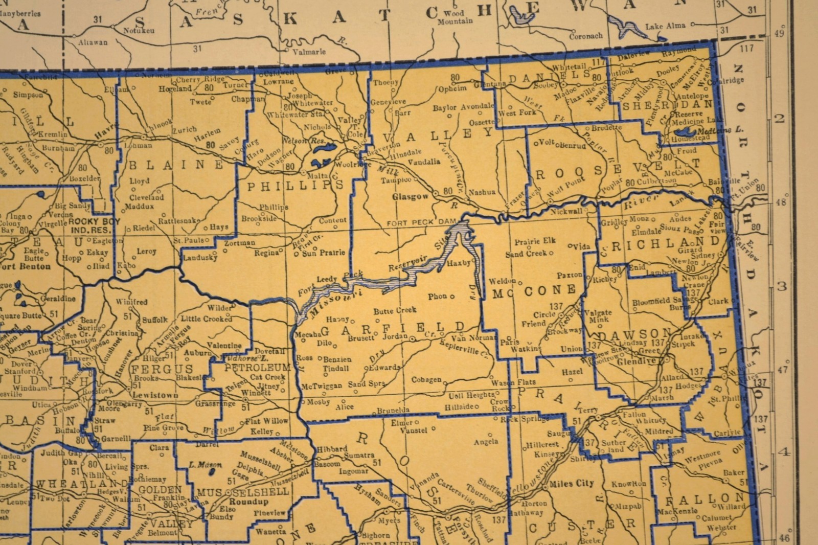 ca1938 MONTANA Railroad Map Depot Towns CMSP&P RR Historic Original Atlas Map