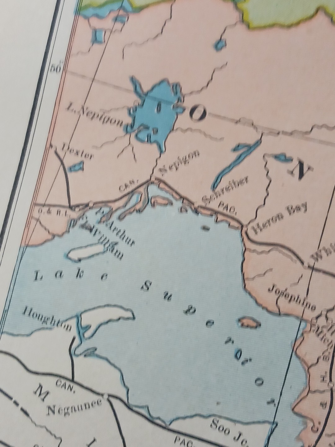 1905 Train Route Map Canada East Section all Railroad Lines Quebec Ontario 11×9″