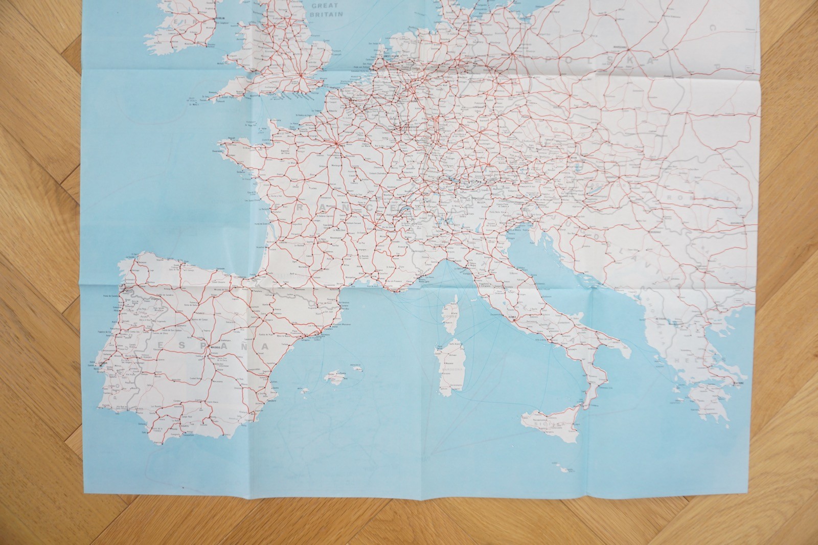 1976 British Rail International European Passenger Network Railway Map VGC