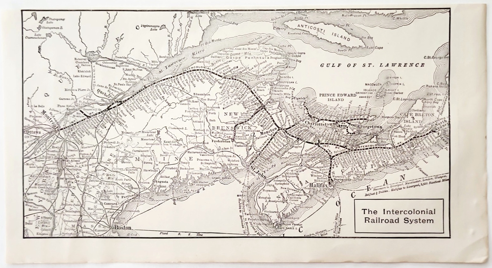 1914 The Intercolonial Railroad System Map Connections Transportation Canada