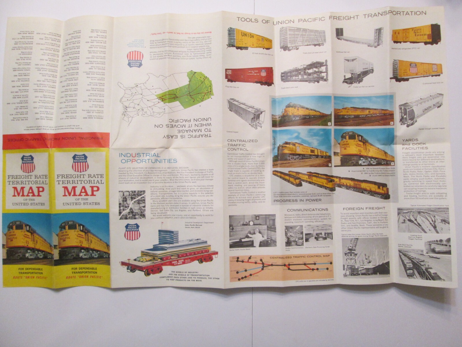 Union Pacific Railroad Freight Rate Territorial Map of the United States 1965