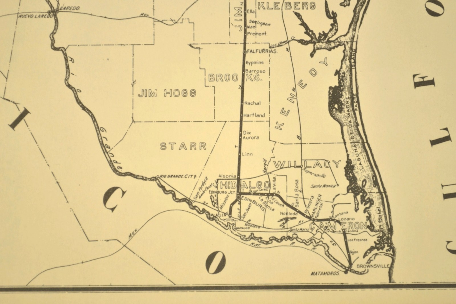Southern Pacific Railroad Map Victoria Division Sunset Route T&NO Corpus Christi
