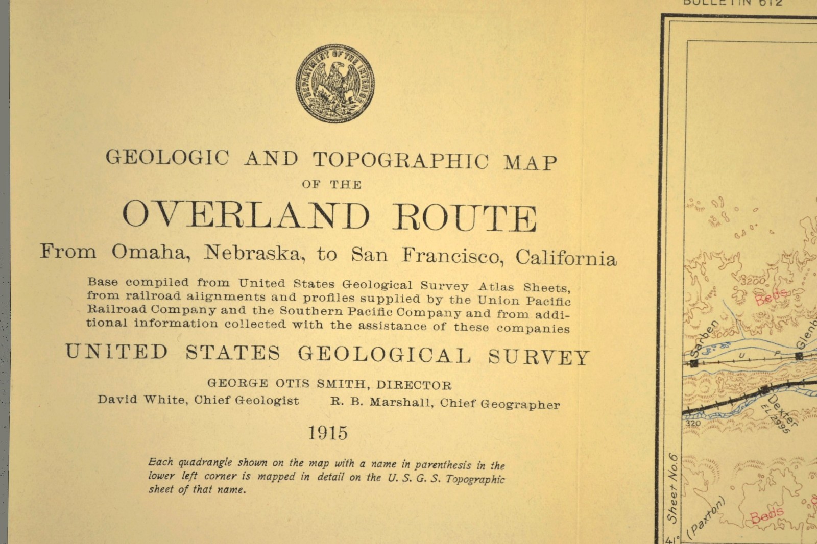 1915 Antique Union Pacific Railroad Map North Platte Nebraska Geological