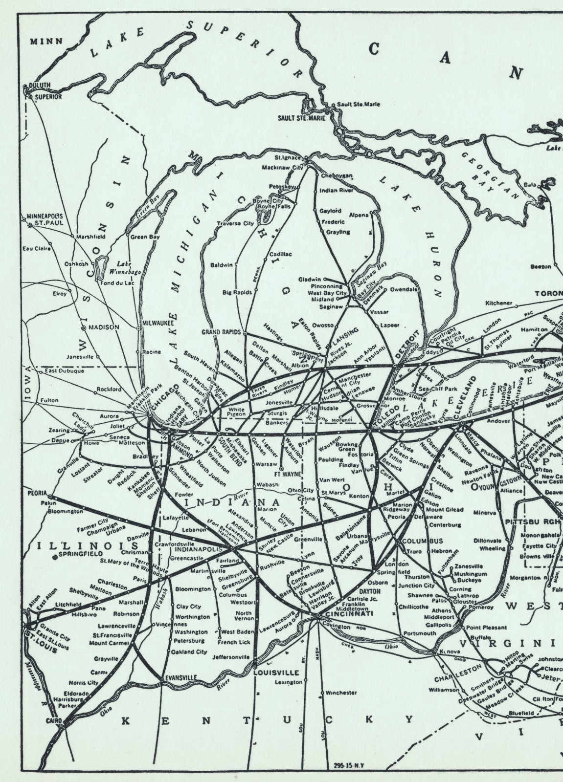 New York Central Lines – Original 1941 Railroad System Map. Railway