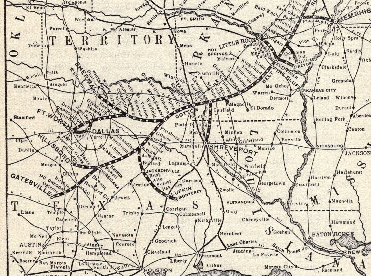 1904 Antique Cotton Belt Route Map St Louis Southwestern Railway Map 2388