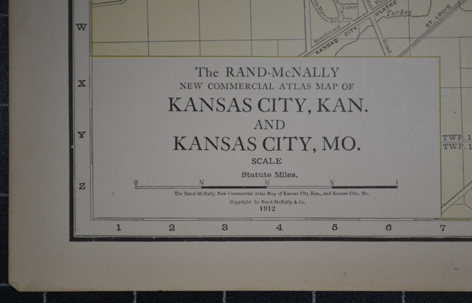KANSAS CITY – 1912 – RAND-McNALLY NEW COMMERCIAL ATLAS – SHOWS RAILROADS