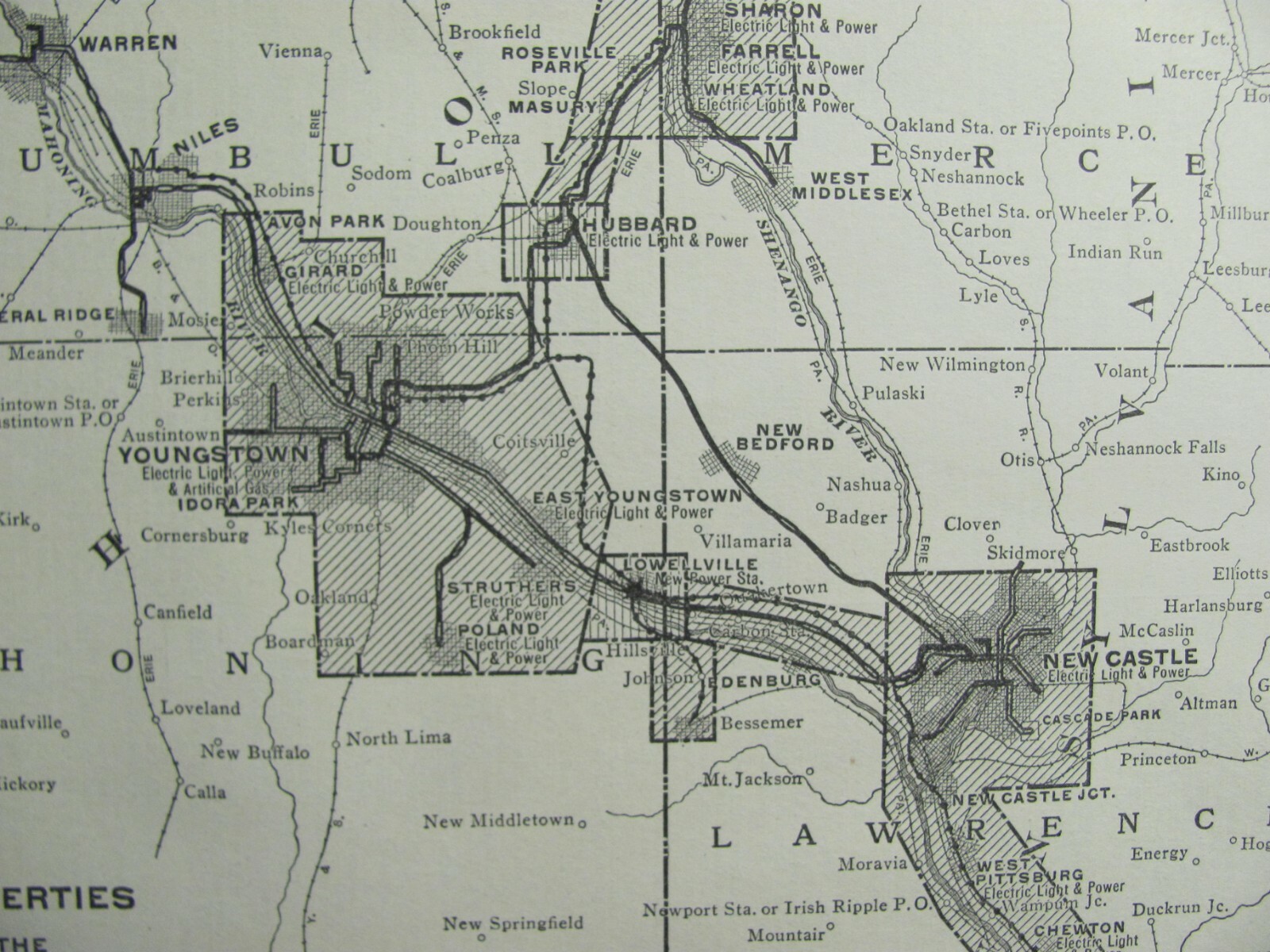 ORIG 1917 REPUBLIC RAILWAY & LIGHT COMPANY SYSTEM MAP OHIO RR HISTORY
