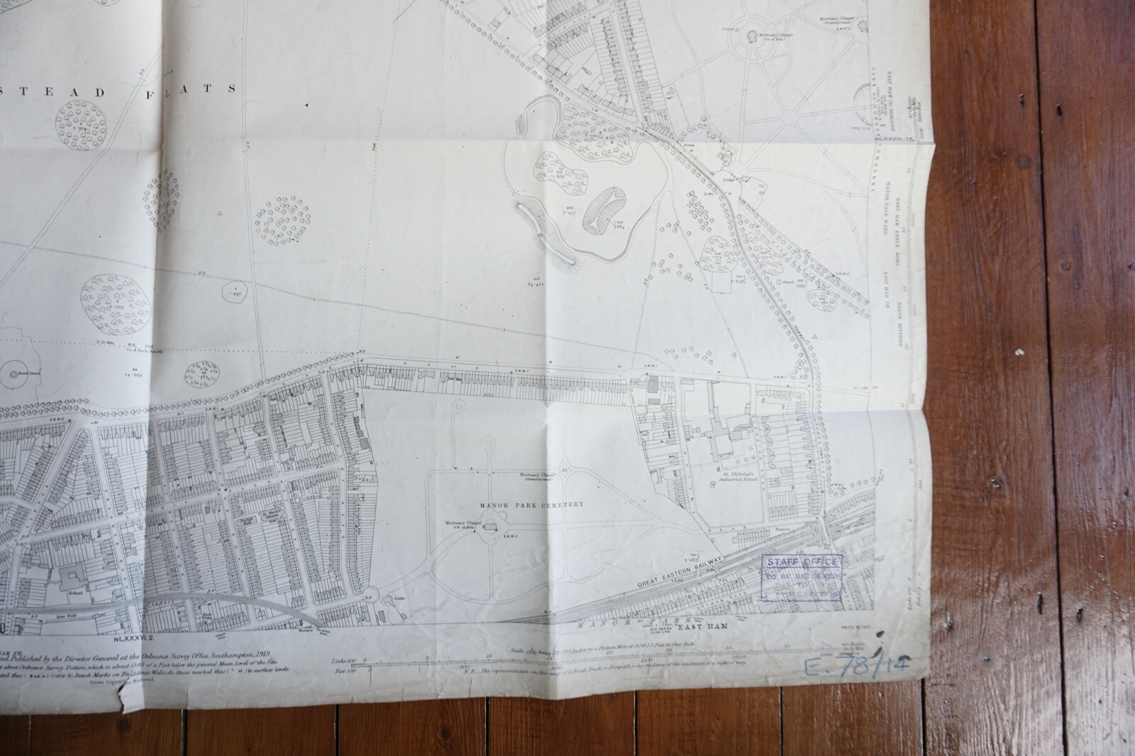 1919 Wanstead Essex Great Eastern Railway OS Railway Map