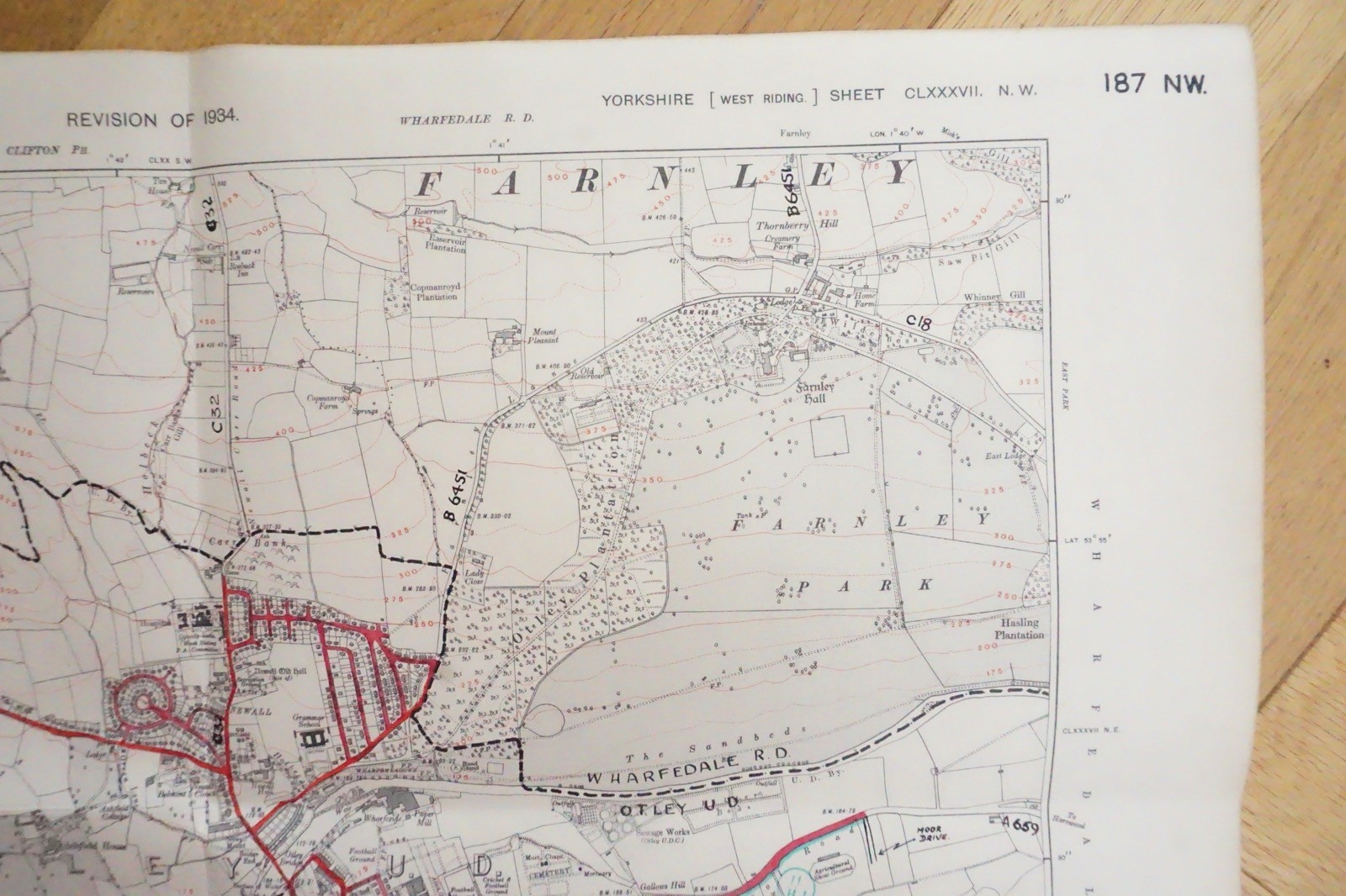 1938 Farnley Otley Weston Yorkshire LNER Railway OS Linen Map Ref 88**
