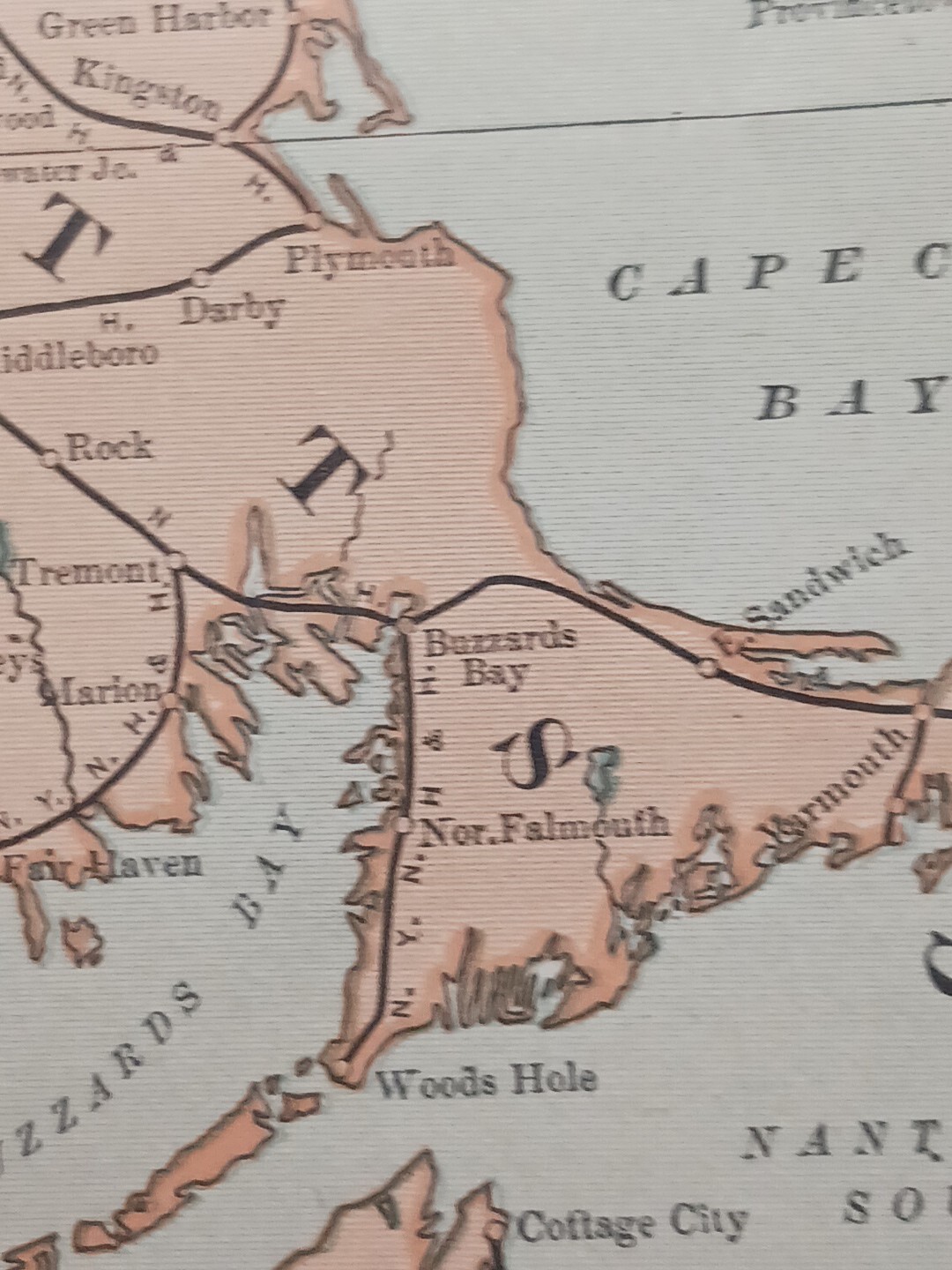 1902 Train Route Map MASSACHUSETTS Connecticut RI All Railroad Lines 11″×9″