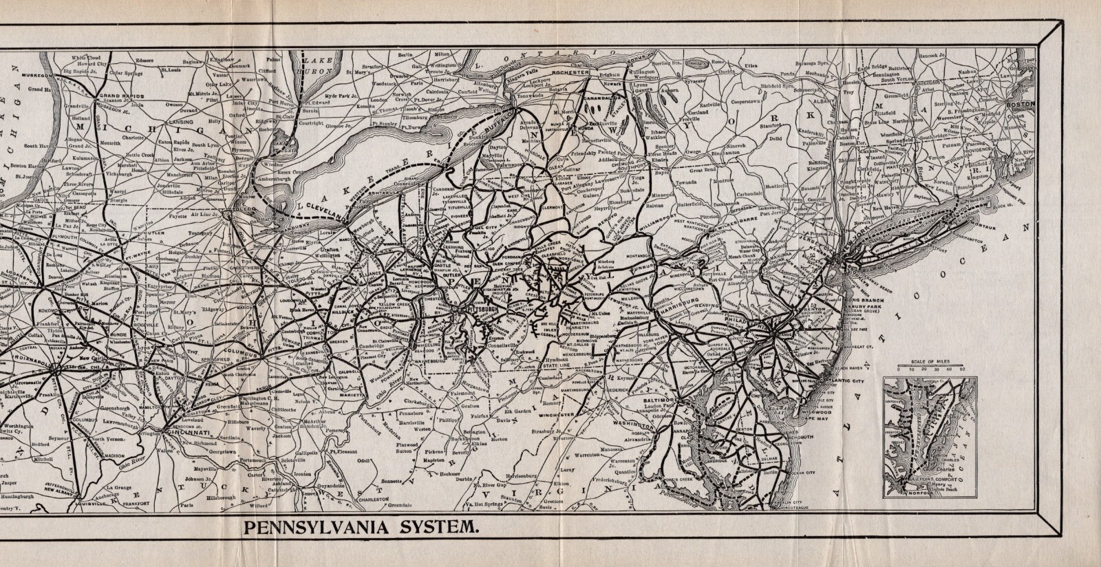 1914 Antique Pennsylvania Railroad Map Vintage Pennsylvania Railway Map 2396