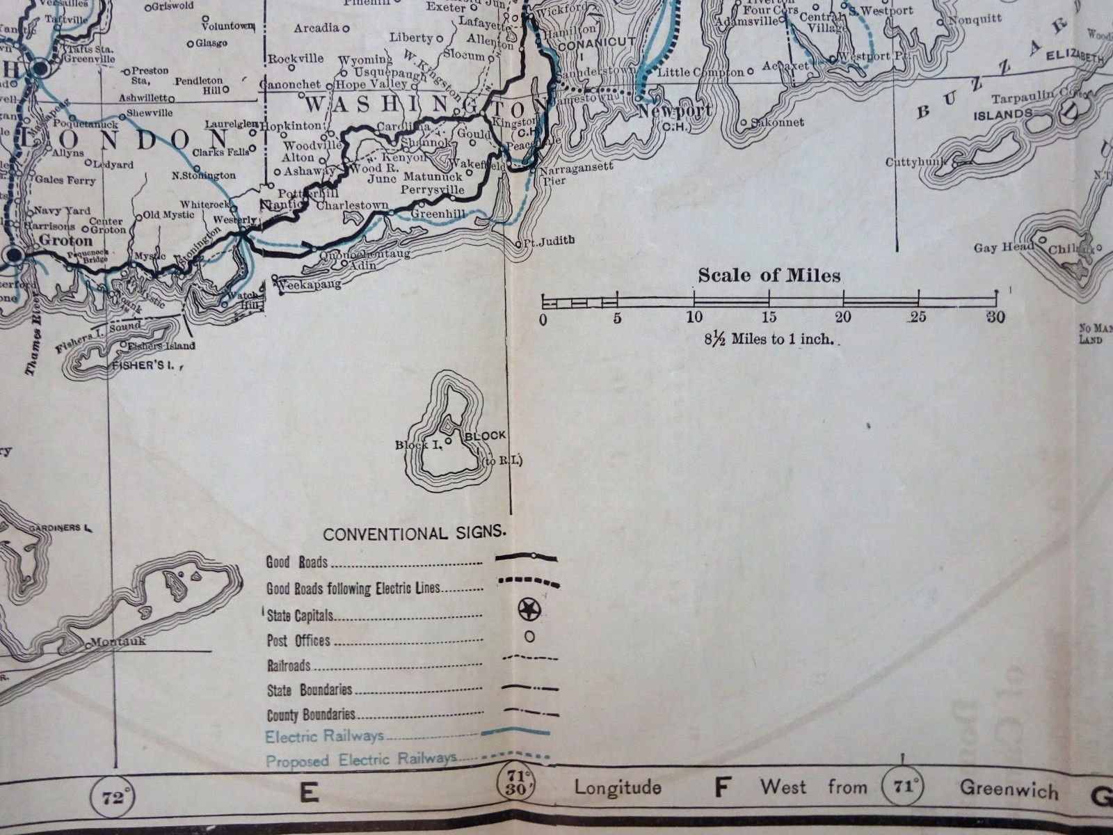1913 FOLDING RAILROAD MAP NEW ENGLAND COMMERCIAL ROUTE SURVEY 45″x34″ BULLARD Co