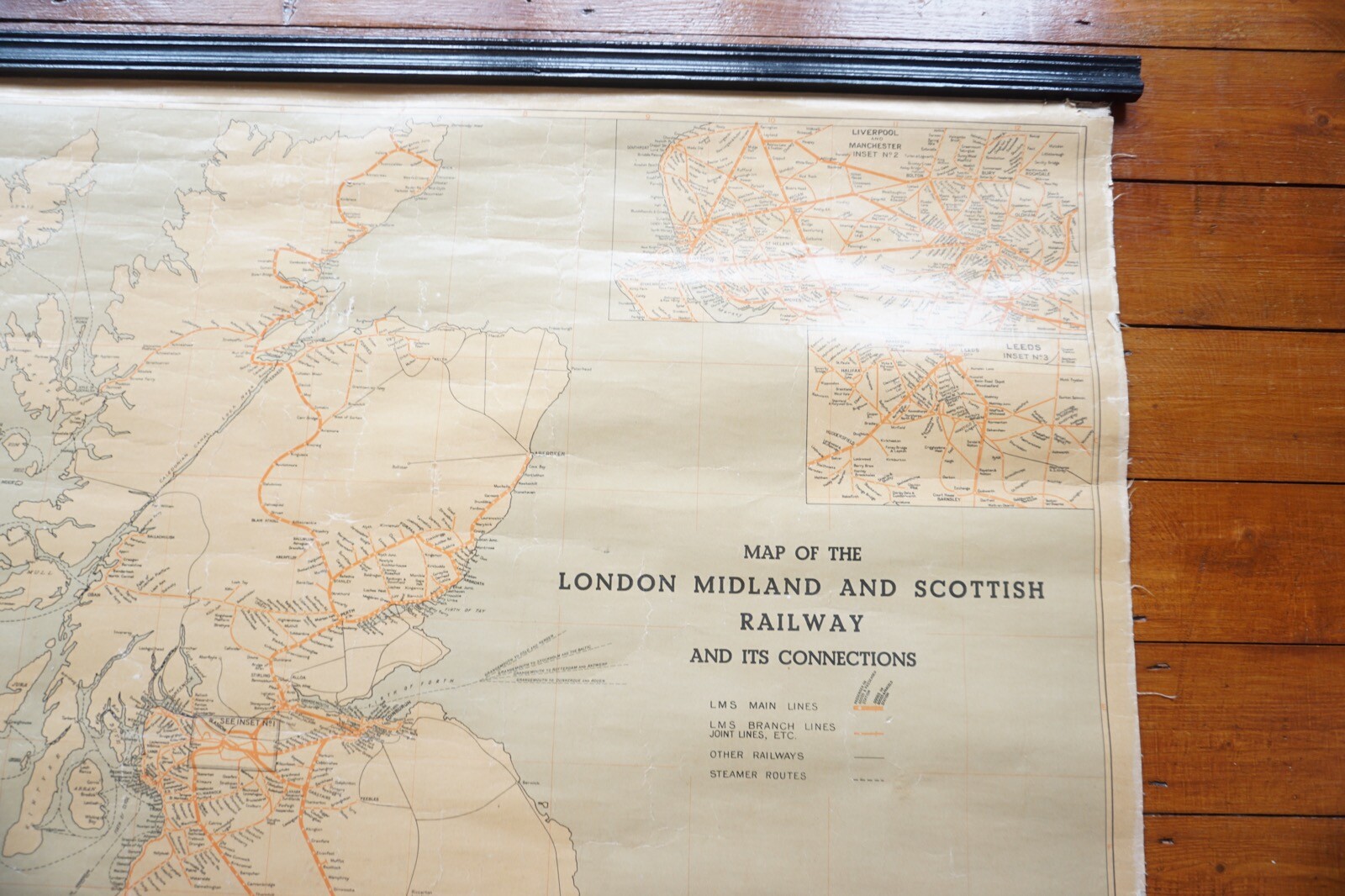 1939 LMS Railway Map Linen Backed for Display in Train Station