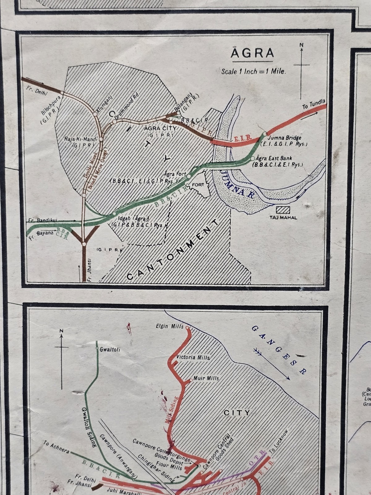 Vintage 1950s Railway Map of India Delhi Madras Calcutta Coalfields 42×32