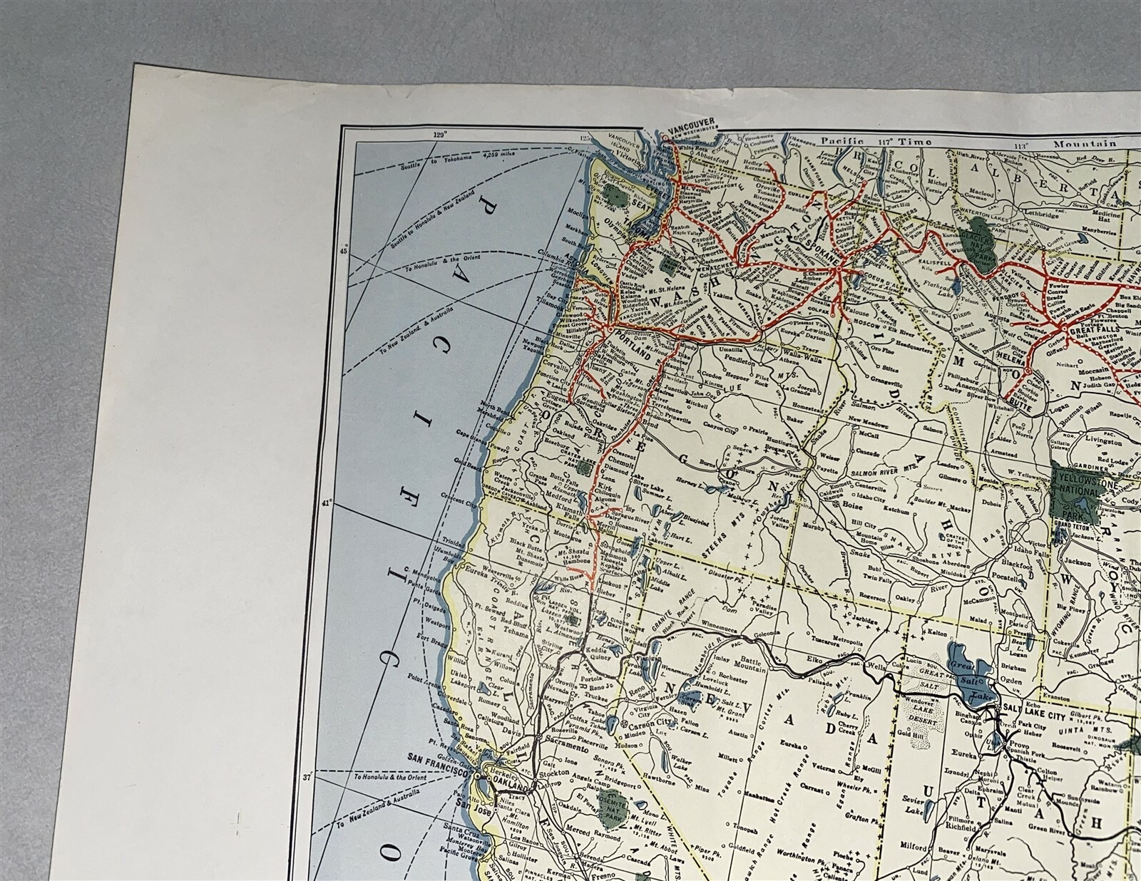 1952 Great Northern Railroad System Route Map US Map 20 1/2″ by 12 1/2″
