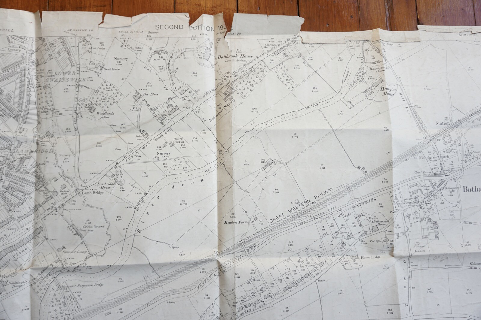 1904 Bathampton Somerset Larkhill GWR Great Western Railway OS Railway Map