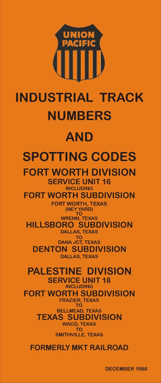Union Pacific 1988 Ft Worth Unit 16 Palestine Unit 18 ZTS PDF pages on DVD