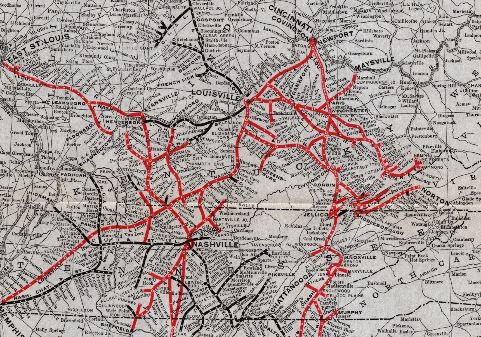 1920 Antique Louisville & Nashville Railroad Map L & N Railroad Map 2946