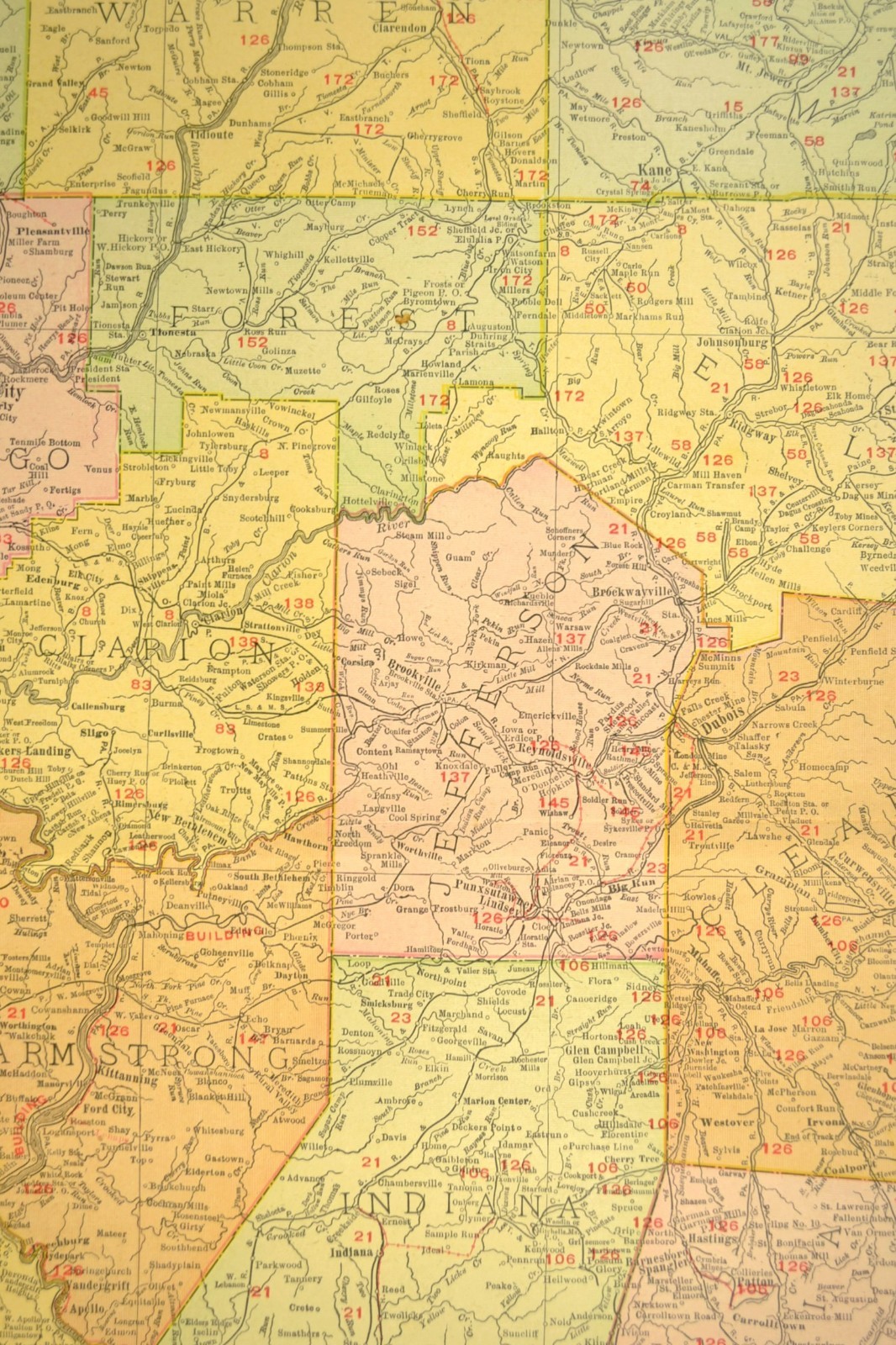 1911 Western Pennsylvania Railroad Map ORIGINAL Atlas Map Pennsylvania RR DATED